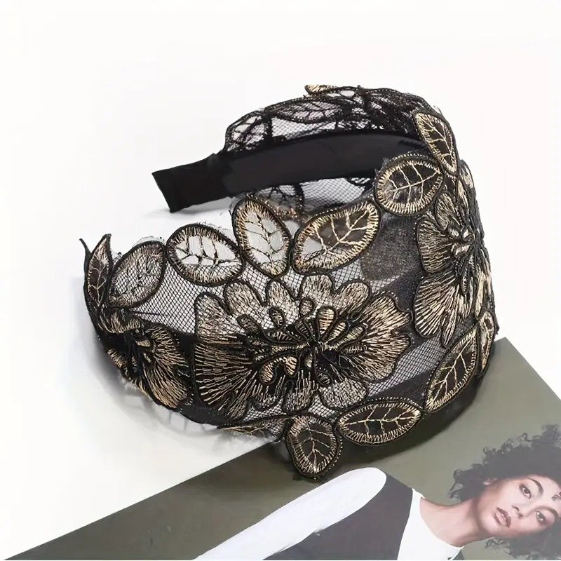 2 PCs । Embroidered Lace Hijab Band । CN-64 - Image 3